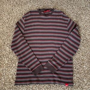 Vans Gray and Red Ribbed Long Sleeve Shirt